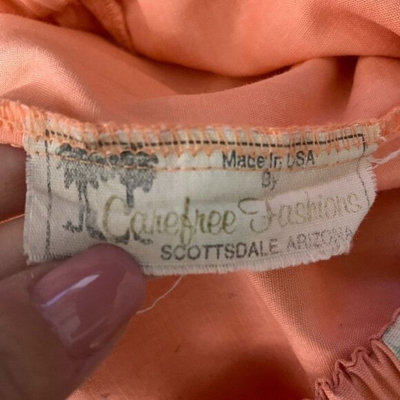 Vintage 70s Patchwork Circle Patio Skirt S Pink Floral Lace Cottage Prairie - Picture 7 of 7